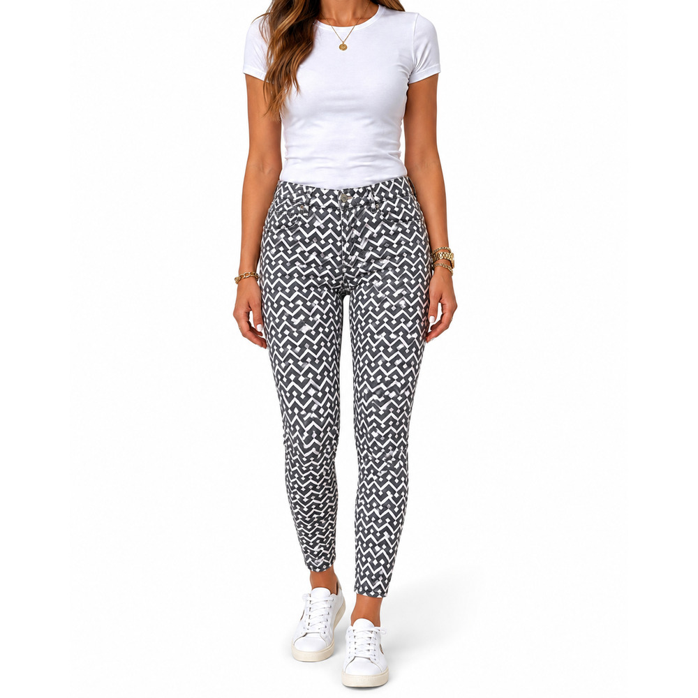 GAP 1969 Legging Jeans Womens Size 31 Black White Geometric Stretch Denim